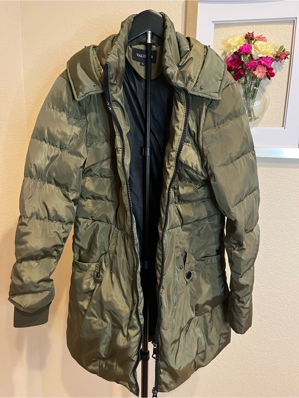 Lux Olive Green Women's Quilted Puffer Coat